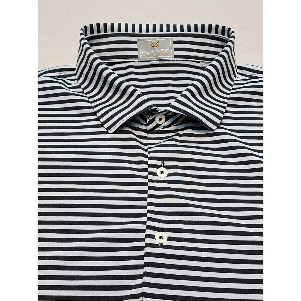 Fennec Men's Golf Polo Shirt Grey with Black with Stripes Size XL